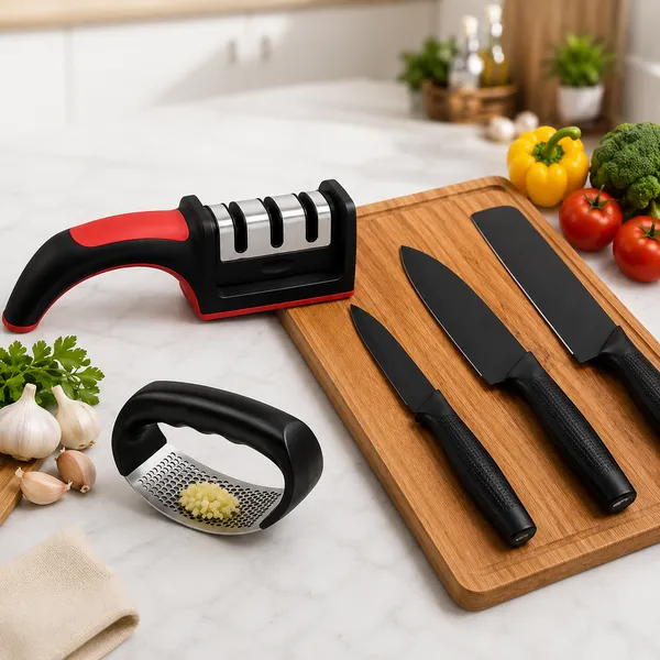 3-in-1_Kitchen_Essentials_Combo_|_3-Piece_Knife_Set,_Knife_Sharpener_&_Garlic_Ginger_Mincer