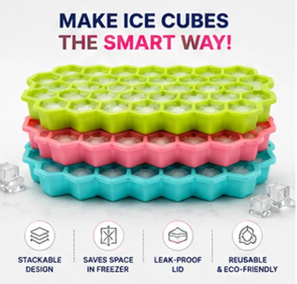 3_Pack_Silicone_Ice_Cube_Trays_+_1_Facial_Ice_Roller_|_Flexible_Reusable_Ice_Maker_&_Cooling_Skincare_Combo