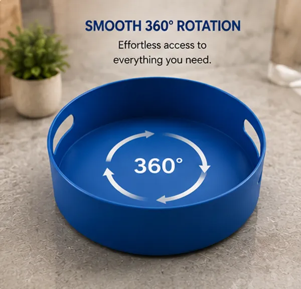 360_Degree_Rotating_Multipurpose_Storage_Tray_|_Deep_Lazy_Susan_Organizer_with_Easy-Grip_Handles_|_Kitchen,_Vanity,_Dining_&_Office_Organizer_(Blue)