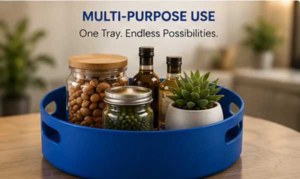 360_Degree_Rotating_Multipurpose_Storage_Tray_|_Deep_Lazy_Susan_Organizer_with_Easy-Grip_Handles_|_Kitchen,_Vanity,_Dining_&_Office_Organizer_(Blue)