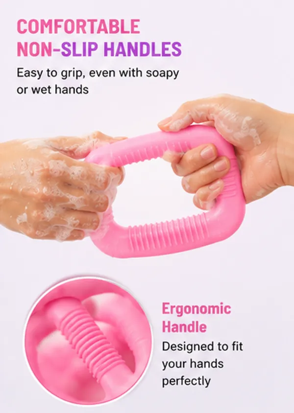 2_Silicone_Bath_Scrubbers_+_1_Bath_Belt_Combo_|_Body_Scrub_Brush_with_Soft_Bristles_|_Multicolor