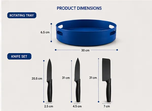 360°_Rotating_Tray_&_3-Piece_Kitchen_Knife_Set_Combo_|_Multipurpose_Organizer_&_Cutting_Knife_Set