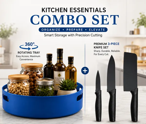 360°_Rotating_Tray_&_3-Piece_Kitchen_Knife_Set_Combo_|_Multipurpose_Organizer_&_Cutting_Knife_Set