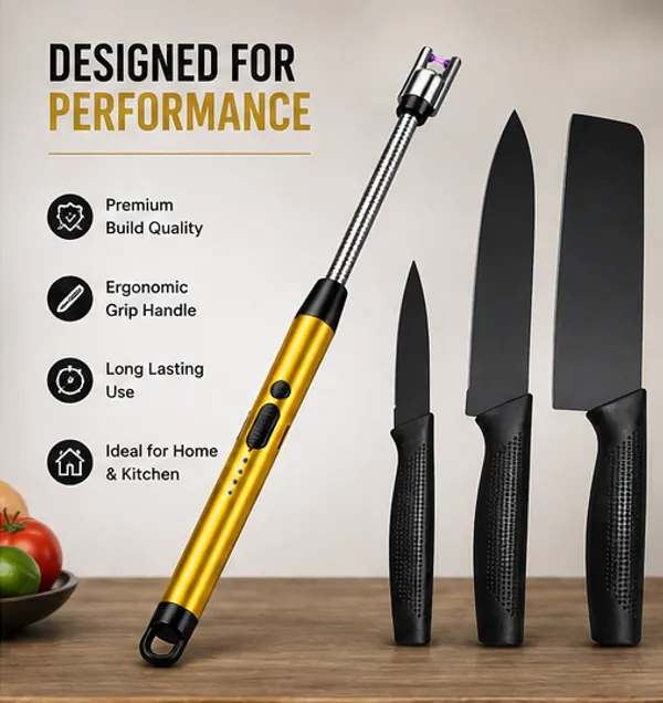 Electric_Arc_Lighter_&_3_Pcs_Black_Knife_Set_Combo_|_Windproof_Flameless_USB_Rechargeable_Lighter_with_Kitchen_Knives