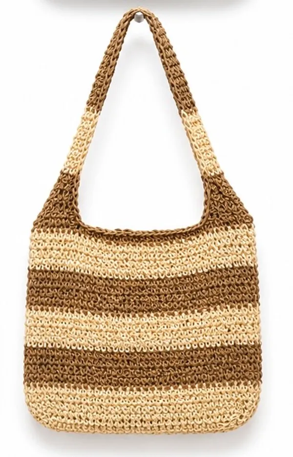 Brown_And_Beige_Striped_Crochet_Shoulder_Bag