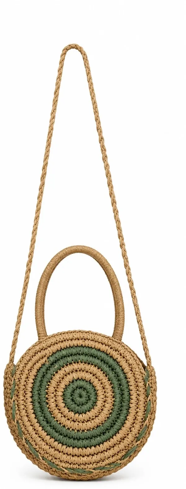 Beige_Green_Woven_Round_Sling_Bag