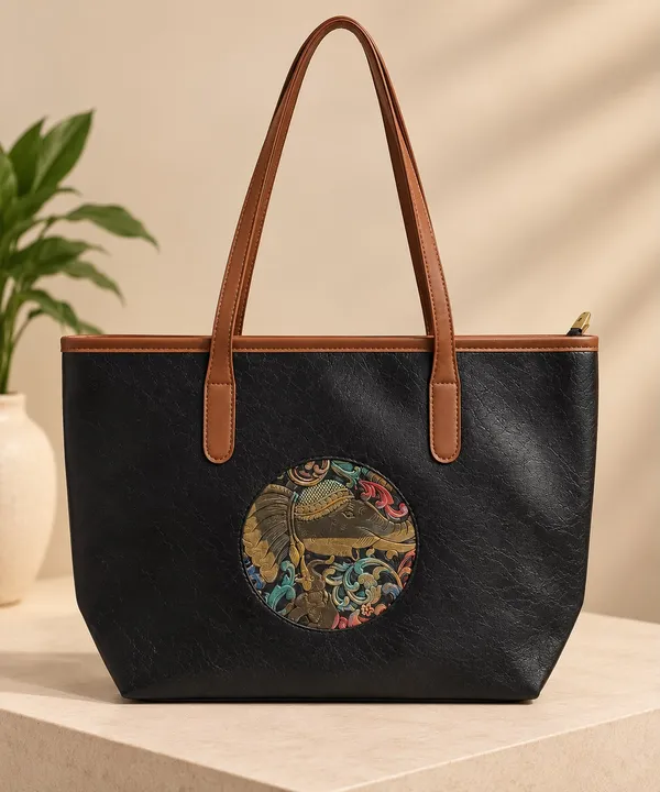 Black_colour_elephant_printed_tote_bag