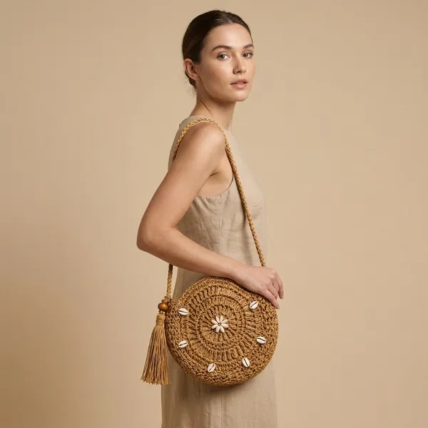 Brown_Woven_Round_Sling_Bag_With_Shell_Embellishments