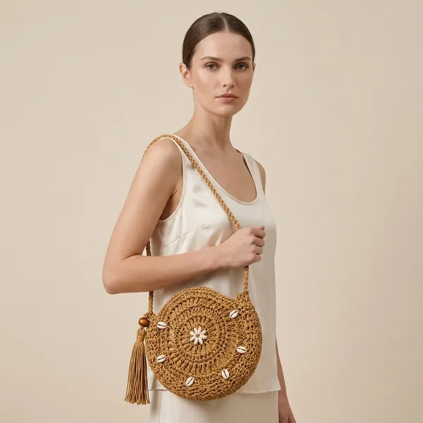 Brown_Woven_Round_Sling_Bag_With_Shell_Embellishments
