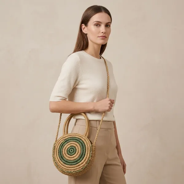 Beige_Green_Woven_Round_Sling_Bag