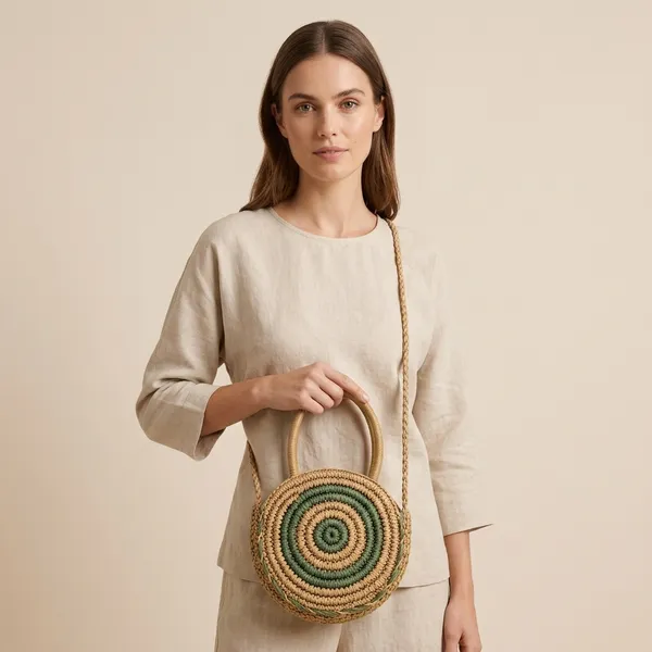 Beige_Green_Woven_Round_Sling_Bag