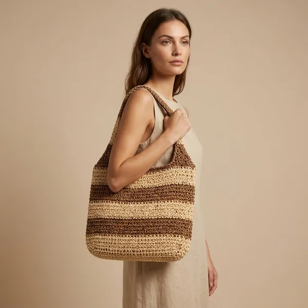 Brown_And_Beige_Striped_Crochet_Shoulder_Bag