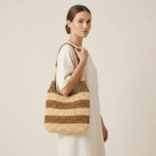 Brown_And_Beige_Striped_Crochet_Shoulder_Bag