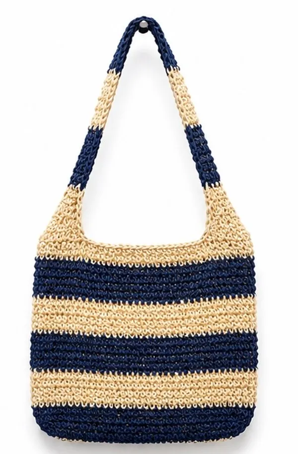 Navy_Cream_Crochet_Striped_Shoulder_Bag