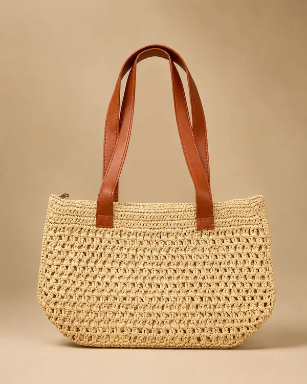cream_woven_fancy_Handle_bag_