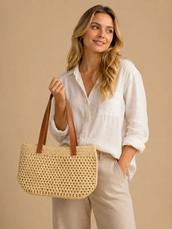 cream_woven_fancy_Handle_bag_
