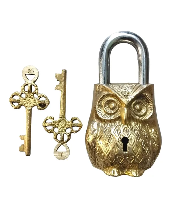 Brass_Owl_Padlock_With_Keys