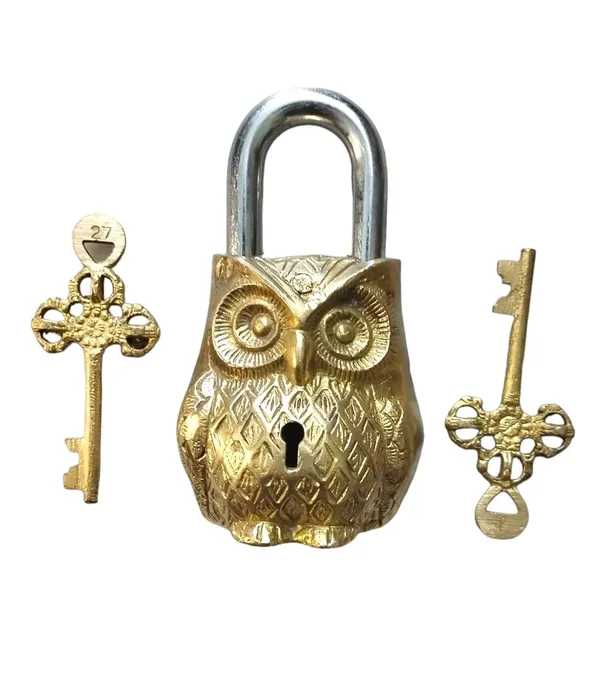 Brass_Owl_Padlock_With_Keys