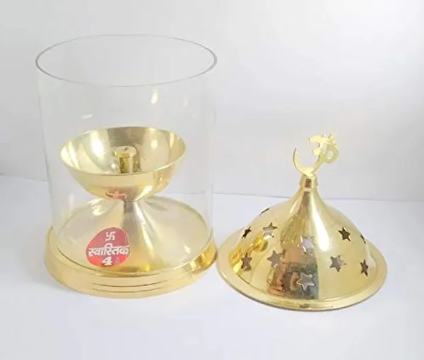 Brass_Diya_With_Glass_And_Plate