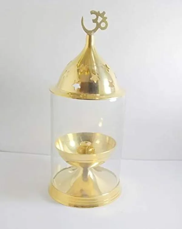 Brass_Diya_With_Glass_And_Plate