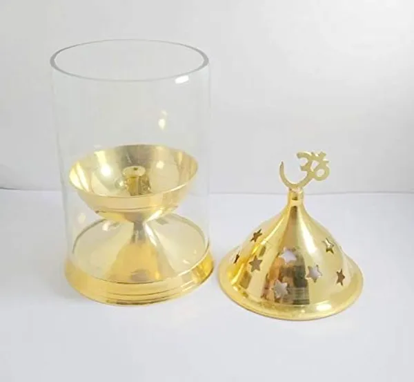Brass_Diya_With_Glass_And_Plate