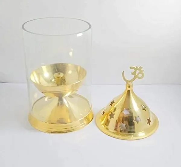 Brass_Diya_With_Glass_And_Plate