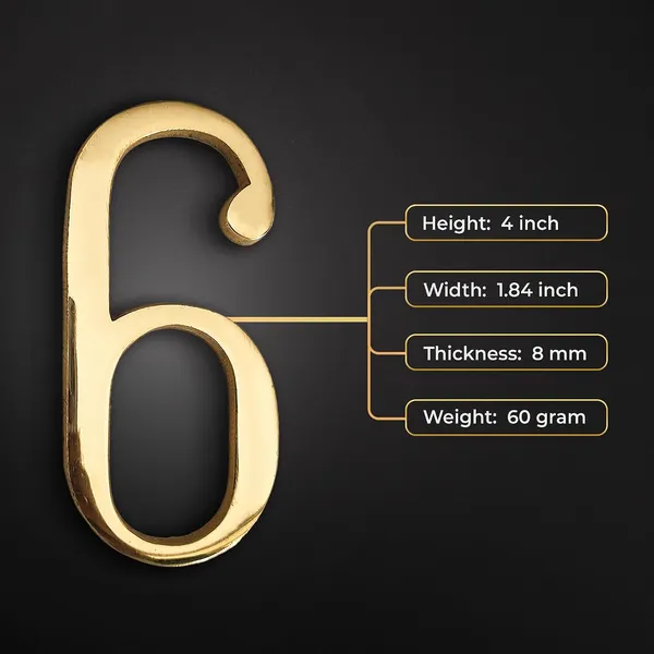 Brass_House_Hotel_Door_Number_6_House_Alphabet_Numbers_Personalised_Headings_And_Home_Decor_Projects_100_Mm_4_Inch