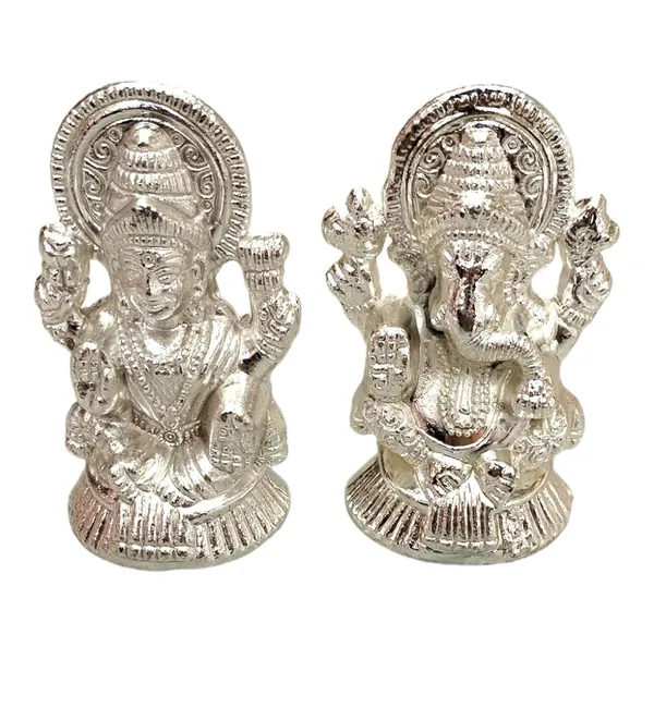 Silver_Coated_Lakshmi_Ganesha_Idol_Set