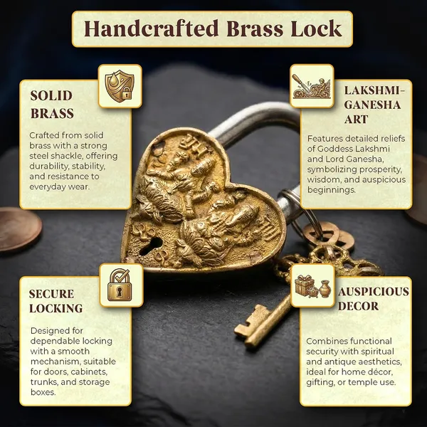 Brass_Ganesh_And_Lakshmi_Heart_Padlock_With_Keys