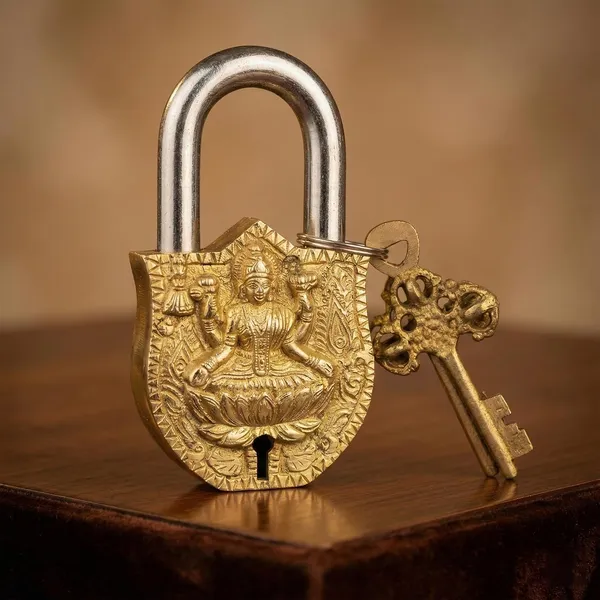 Brass_Lakshmi_Engraved_Padlock_With_Keys