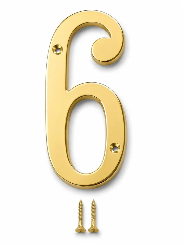 6_Inch_Brass_Number_6_With_Screws_Premium_Golden_Finish_Metal_House_Number_Sign_Wall_Mount_Door_Address_Number_For_Home_Office_Shop_Hotel_Building_Entrance