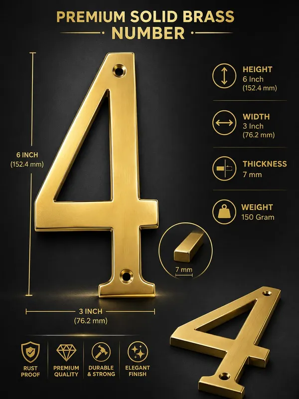 6_Inch_Brass_Number_4_With_Screws_Premium_Golden_Finish_Metal_House_Number_Sign_Wall_Mount_Door_Number_For_Home_Office_Shop_Hotel_Apartment_Address_Plate