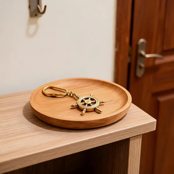 Nautical_Ship_Wheel_Keychain_Brass_Finish