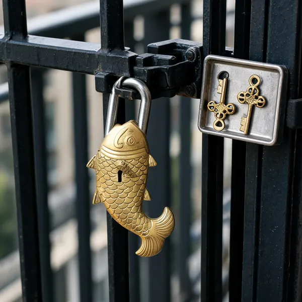 Fish_Padlock_With_Keys_Brass_Finish