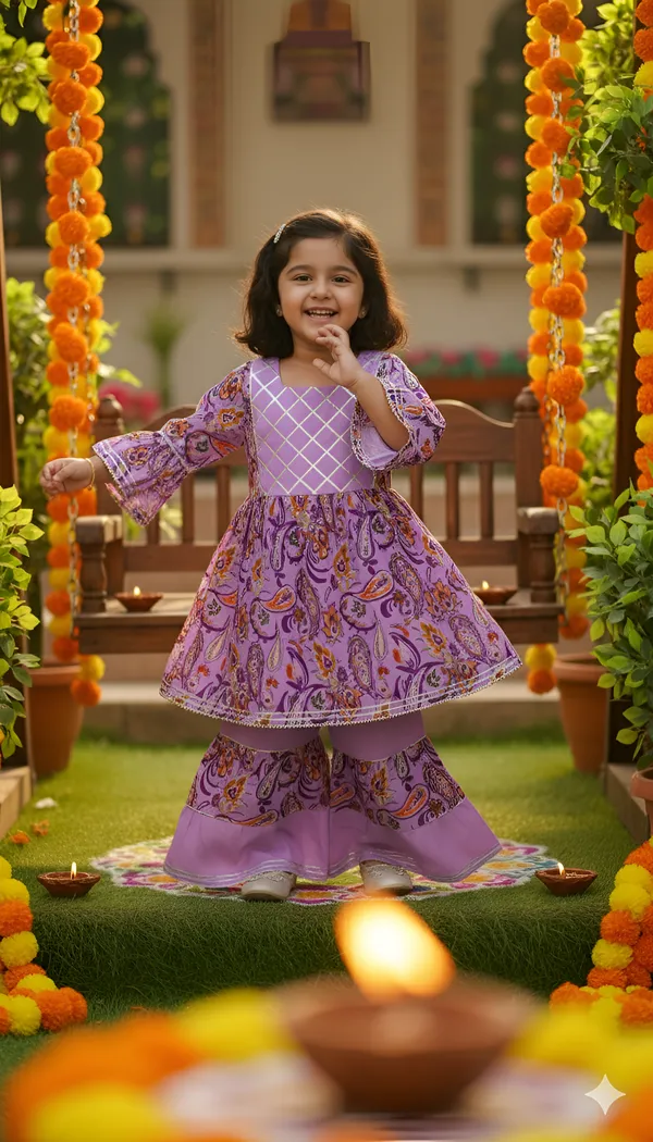 Purple_Cotton_Printed_Flared_Kurta_Sharara_Set_For_Girls