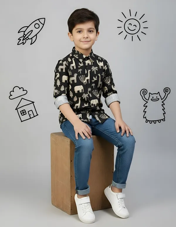 Black_Cotton_Regular_Fit_Printed_Shirt_For_Boys