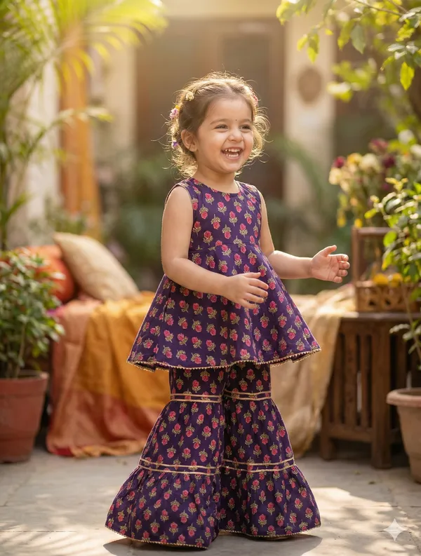 Purple_Cotton_Floral_Print_Sharara_Set_For_Girls