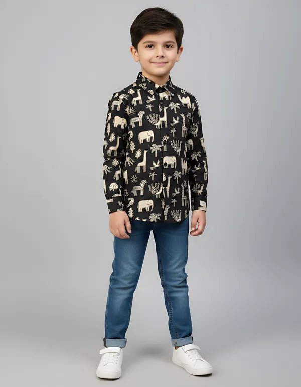 Black_Cotton_Regular_Fit_Printed_Shirt_For_Boys