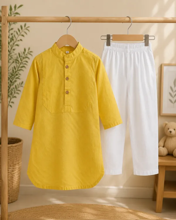 Yellow_Cotton_Traditional_Kurta_Pajama_Set_For_Boys