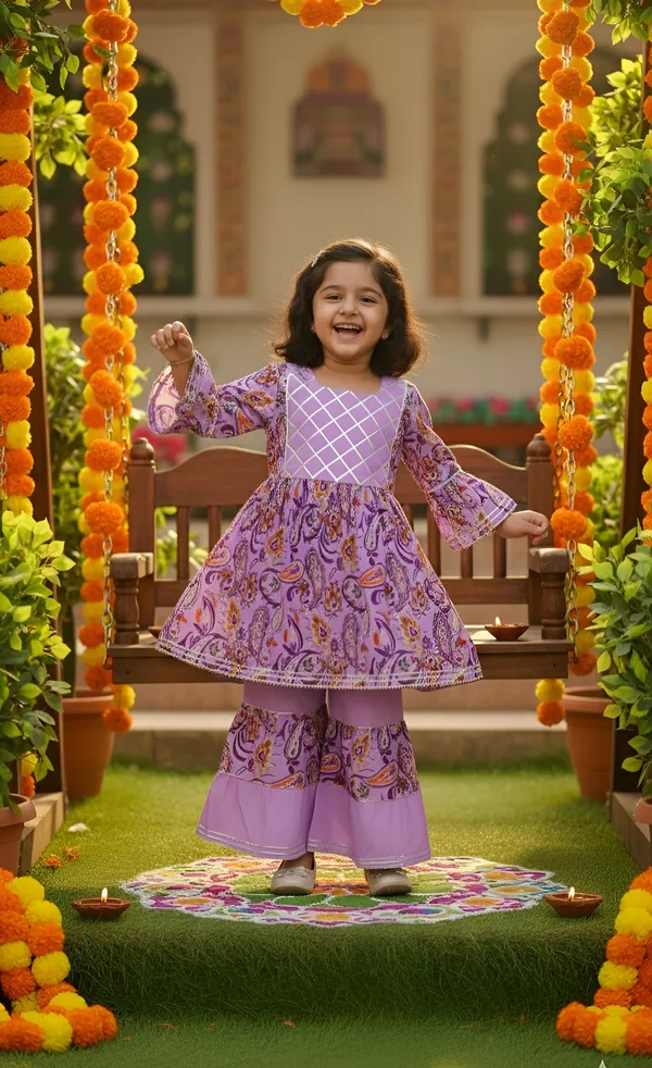 Purple_Cotton_Printed_Flared_Kurta_Sharara_Set_For_Girls