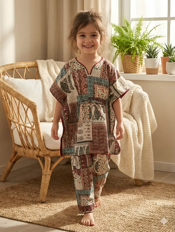 Multicolor_Cotton_Relaxed_Fit_Tunic_&_Pants_Set_For_Girls