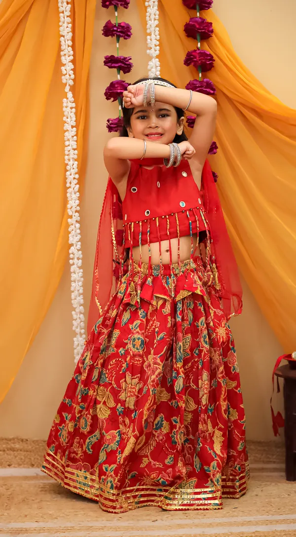 Red_Cotton_Floral_Lehenga_Choli_For_Girls