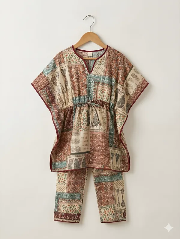 Multicolor_Cotton_Relaxed_Fit_Tunic_&_Pants_Set_For_Girls