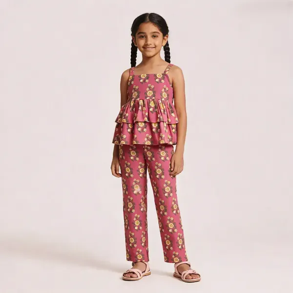 Pink_Cotton_Floral_Peplum_Co-Ord_Set_For_Girls