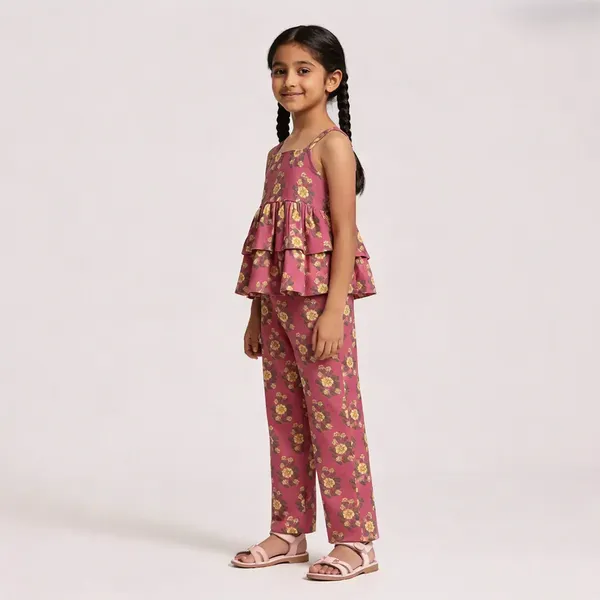 Pink_Cotton_Floral_Peplum_Co-Ord_Set_For_Girls