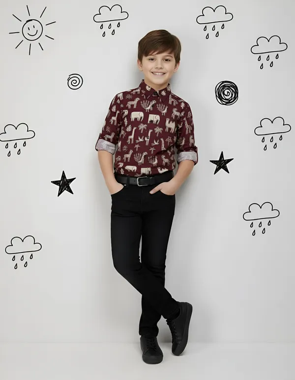 Maroon_Cotton_Regular_Fit_Printed_Shirt_For_Boys
