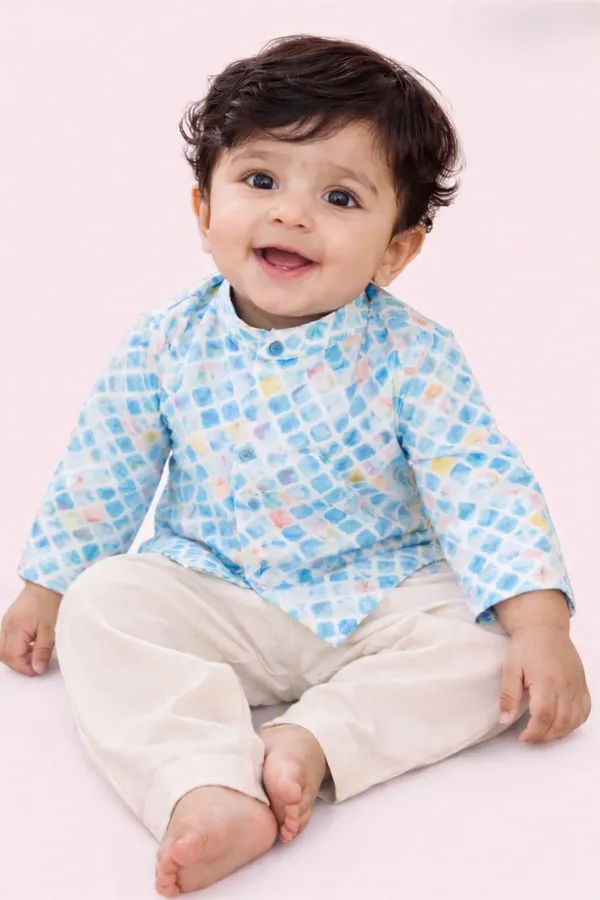 Blue_Cotton_Geometric_Print_Kurta_Set_For_Babies