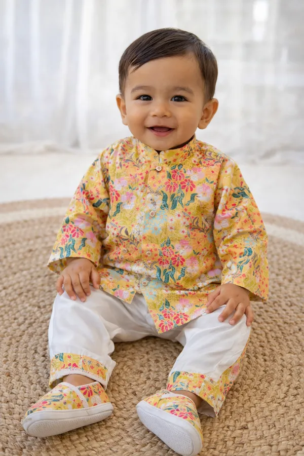 Yellow_Cotton_Straight_Fit_Kurta_Set_For_Baby_Boys