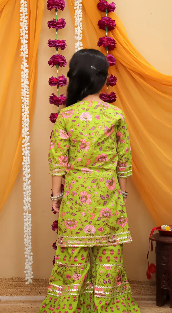 Green_Cotton_Floral_Print_Kurta_Sharara_Set_For_Girls