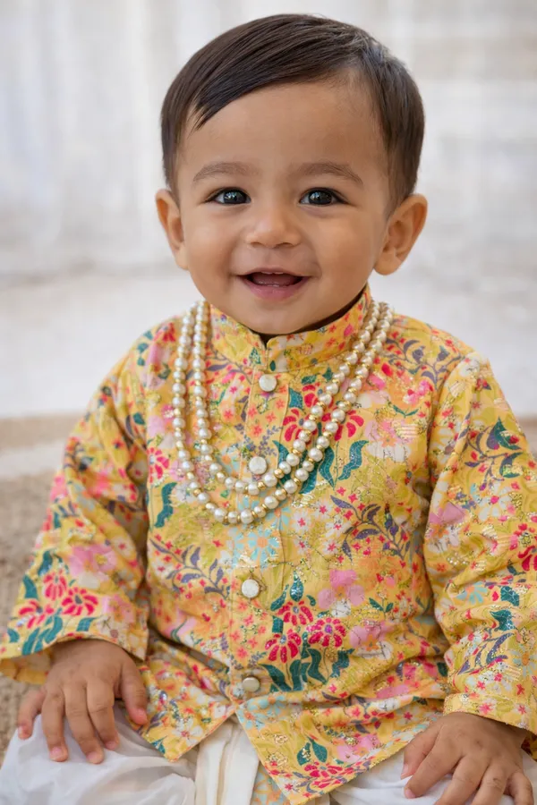 Yellow_Cotton_Straight_Fit_Kurta_Set_For_Baby_Boys